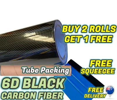 6D Black Carbon Fibre Fiber Car Vinyl Wrap Film Roll Sticker Decals Air Release  • $11.87