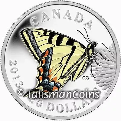 Canada 2013 TIGER SWALLOWTAIL Butterflies $20 1 Troy Oz Pure Silver PROOF In OGP • $79.95