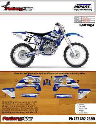 Impact Yamaha Motocross Graphics WR 450/250  2005-06 Dirt Bike Graphics KIT • $74.99