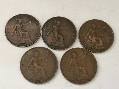 Old George V Copper Penny Coins 5 In Total • £1.50