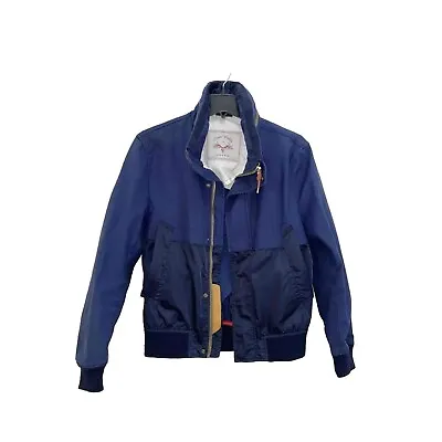 Zara Man Navy Military Style Windbreaker Jacket W Hidden Zip Hood Size Small • $37.04
