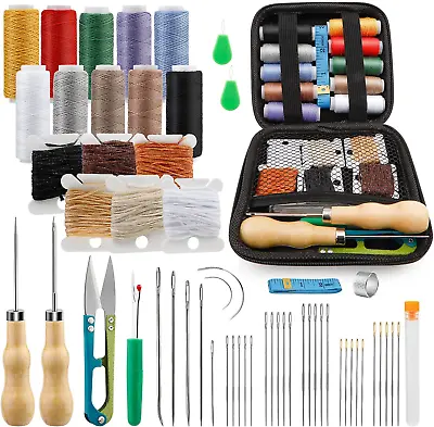 Tikjiua 59 Pcs Leather Sewing Kit Leather Needles For Hand SewingHeavy Duty Kit • $12.75