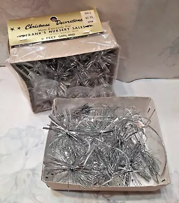 2 Sets Vintage Starburst Pom Pom Tinsel Garland Christmas Garland 9 Feet Silver • $30