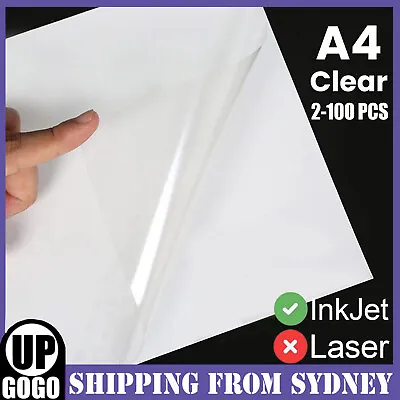 A4 Transparent Clear Glossy Self Adhesive Sticker Paper Label Inkjet Printer AU • $10.59