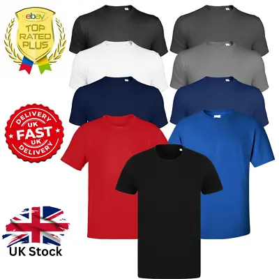 5 Pack Mens Plain 100% Cotton Blank T Shirt Tee T-shirt Multi Pack Crew Neck Gym • £14.99