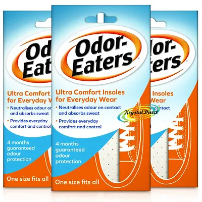 3x Odor Eaters Ultra Comfort Deodorising Insoles For Everyday Wear • £16.29