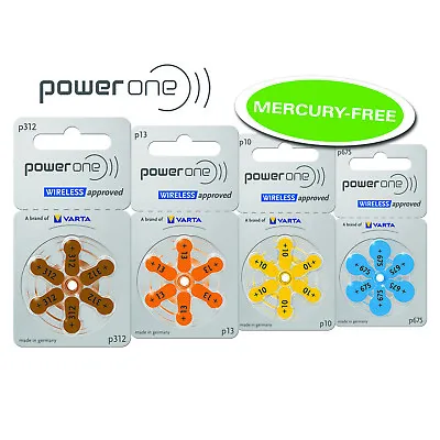 Powerone Hearing Aid Batteries 60 Batts - Chooose Size: P312 P13 P10 Or P675 • $20.58