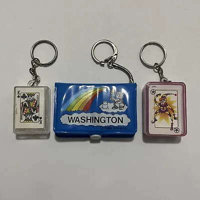 Vintage Mini Playing Cards Set Lot Of 3 Key Ring Games Miniature • $22.35