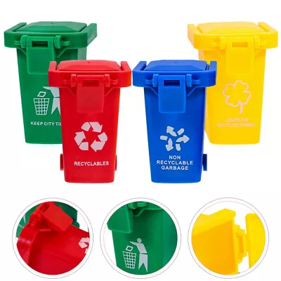  4Pcs Mini Trash Can Miniature Garbage Cans Opened Lids Mini Recycle Bin-JS • $7.84