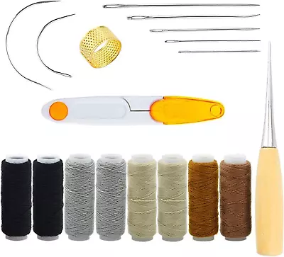 18X Upholstery Thread Assorted Hand Sewing Needles Carpet Leather Canvas DIY Too • $12.98
