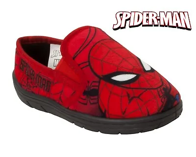 Boys Marvel Spiderman Red Character Slip On Novelty Slippers Kids Uk Size 8-2 • £12.95