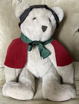 Vermont Teddy Bear 1984 Holiday Christmas Cape Red Green LIMITED EDITION VINTAGE • $14.95