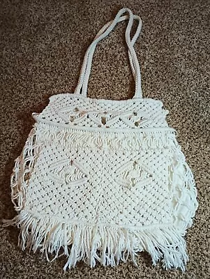 Bags R Us Crocheted Cream Shoulder Purse • $15