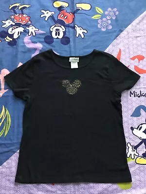 Disney World Black Animal Kingdom Mickey Ears T-shirt Rhinestone Animal Design M • $12.98