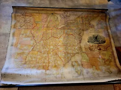 Original 1833 Mitchell's Hand Colored Reference & Distance U.S. Wall Map 54 X 70 • $599