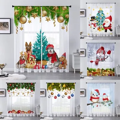 £22.87 • Buy 2PCS Christmas Rod Pocket Curtains Living Room Panel Home Decor Drapes Classical