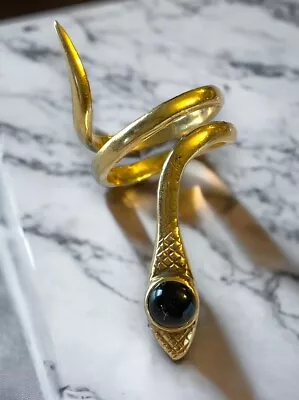 Beautiful Vintage 14K Yellow Gold Onyx Head SNAKE Wrap Ring Size 5.75/6 • $1650