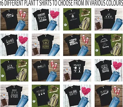 $14.40 • Buy 16 Different Plant Designs Ladies T Shirt Sizes Small-2XL 12 Colour To Choose