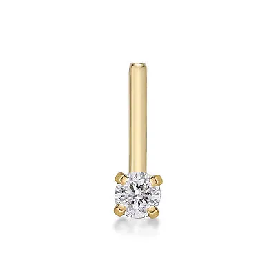 20 Gauge L-Shaped 14K Yellow Gold .025 Cttw Diamond Nose Ring • $44.99