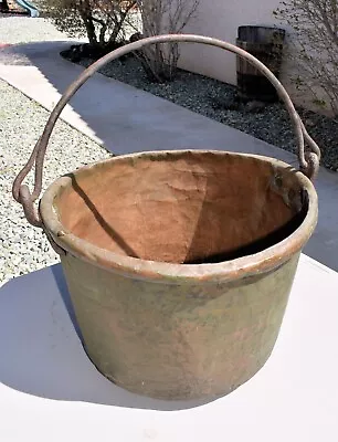 E18. Early 1800's Hand Hammered Copper Fire Place Cauldron 13  Tall 17  Diamete • $425