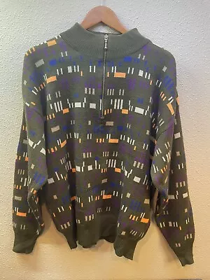 Vintage Summit County Geometric Print Knit Ski Sweater 90s Size Large • $24