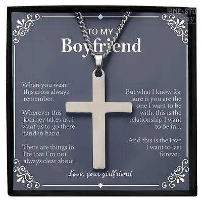 Cross Necklace For My Boyfriend Gift From Girlfriend I Love You Men Valentine • $28.95