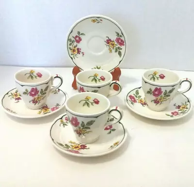 GRINDLEY MINIATURE Tea Cups And Saucers - 4 Cups And Saucers - 8 Pcs Total • $11.95