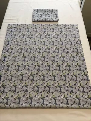 Martha Stewart King Flat & 1 King Pillowcase Poppies In Shades Of Blue Pre-owned • $19.75