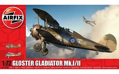 Airfix Gloster Gladiator Mk.I/Mk.II 1:72 Scale Plastic Model Plane Kit A02052A • $14.99