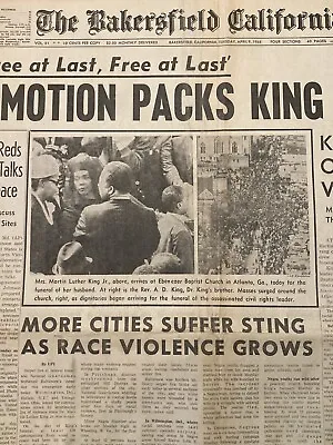 Dr. Martin Luther King Jr. MLK Funeral Rites April 09 1968 Historic Newspaper • $45