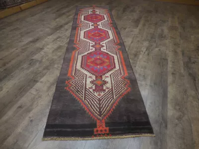 Tribal Geometric Vintage Turkish Rug Farmhouse Handmade Oriental Rug 2.4x10 Ft • $26.34