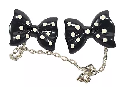 Vintage Black & White Polka Dot Bow Sweater Clips • $14.99