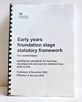 Early Years Foundation Stage EYFS Statutory Framework For Childminders Jan 2024 • £7.47