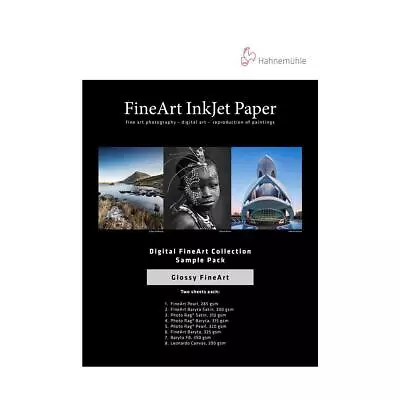 Hahnemuhle FineArt Glossy Inkjet Paper Sample Pack 8.5x11  14 Sheets #11640308 • $19.05