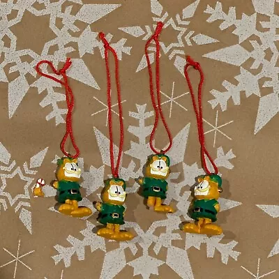 Set Of 4 Broken Flawed Garfield Christmas Ornaments Craft Scrap Mini Miniature • $0.99