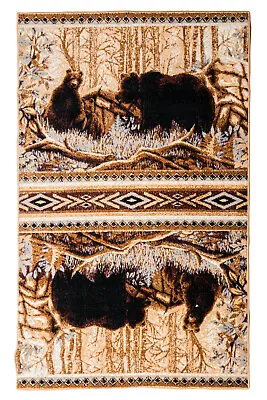 Bear Lodge ? Multicolor Rustic Geometric Animal Print Area Rug - 530 • $80.99