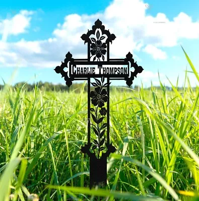 Personalized Memorial Metal Cross Stake Grave MarkerSympathy GiftsRemembrance • $93.89