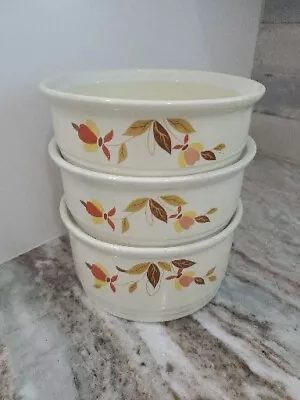 Hall 3 Piece Autumn Leaf Jewel Tea Mary Dunbar Vintage Stacking Bowl Set NO LID • $25.99