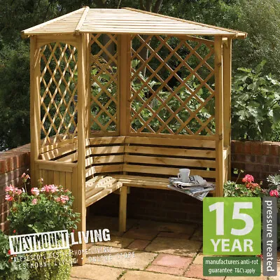 New Wooden Corner Garden Arbour Seat Right Angled Bench Pressure Treated • £502.99