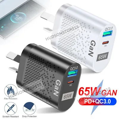 65W GaN Wall Charger Type C PD QC 3.0 2 Ports Power Adapter For Phone Tablet PD • $6.98