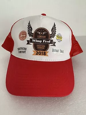 London 2018 Wing Fest Trucker Cap Hat Snapback Beechfield Red & White Adjustable • £11.99