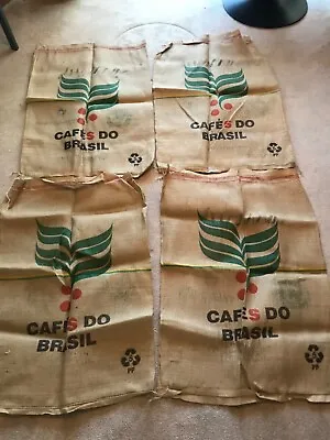 £15 • Buy Four X Coffee Sacks -  “Cafes Do Brasil” - Clean Used Condition