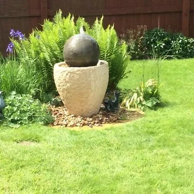 £463.47 • Buy Granery Tub Ball Stone Water Fountain Feature Garden Ornament Solar Pump