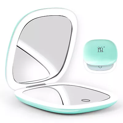 Rechargeable Portable Travel Make Up Mirrors W/ LED Light 1x/10x Magnification  • $6.52