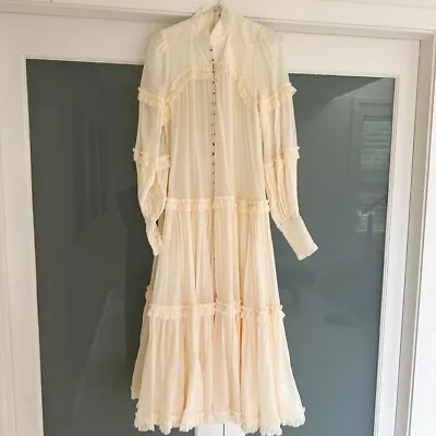 Zimmermann Women's Botanica Cream Dress Size 1 Linen RRP 1890.00 • $115