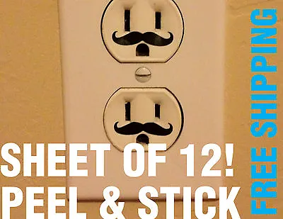 MUSTACHE Vinyl Wall Decal Sticker Outlet Electric Funny Children Fun SHEET OF 12 • $7