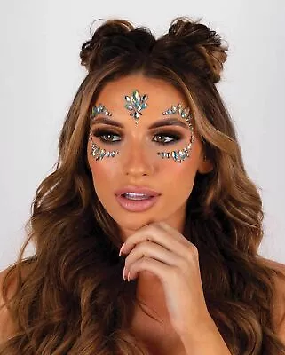 Face Gems Adhesive Glitter Jewel Tattoo Sticker Festival Rave Party Body Make Up • £2.56