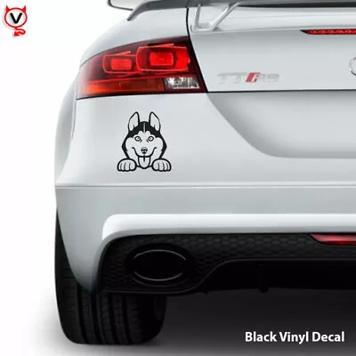 £1.99 • Buy Funny Peeking Husky Dog Vinyl Decal Sticker Car Wall Laptop Bumper Colour Black