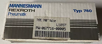 Mannesmann Rexroth Pneumatik PW-067716-00005 Valve Type 740 L1097 New In Box • $29.52