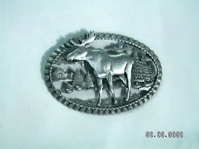 ...Vintage Signed JJ...Silver Tone Moose Scene Brooch... • $12.97